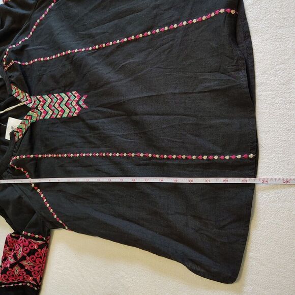 Savanna Jane Womens Boho Folk Peasant Blouse S Black Embroidered Artisan NWT - Picture 5 of 8